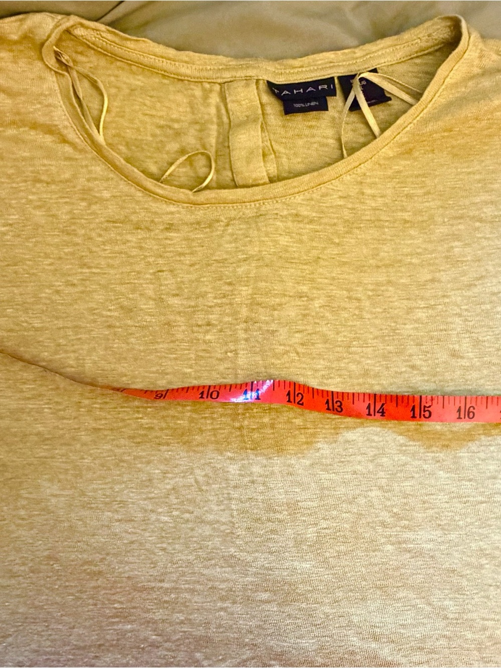 Tahari Mustard Yellow Cap-Sleeve Knit Top - Picture 5 of 6